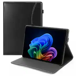 SaharaCase - Microsoft Surface Pro 12" Case | Folio Vegan Leather | Hand Strap | Indy Series - Scorpion Black
