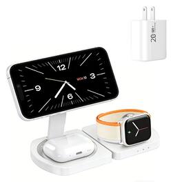 RISOKEYS - 3-in-1 Wireless Charger for Apple iPhone with Charging Port - Portable Foldable Charger for iWatch iPhone and Earphones - Black