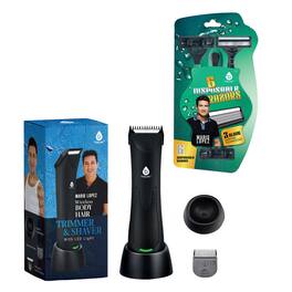 Pursonic - Mario Lopez Wireless Body Hair Trimmer & Shaver and Mario Lopez Disposable Razors - 3 Blade Shaving Surface Technology - Multicolor