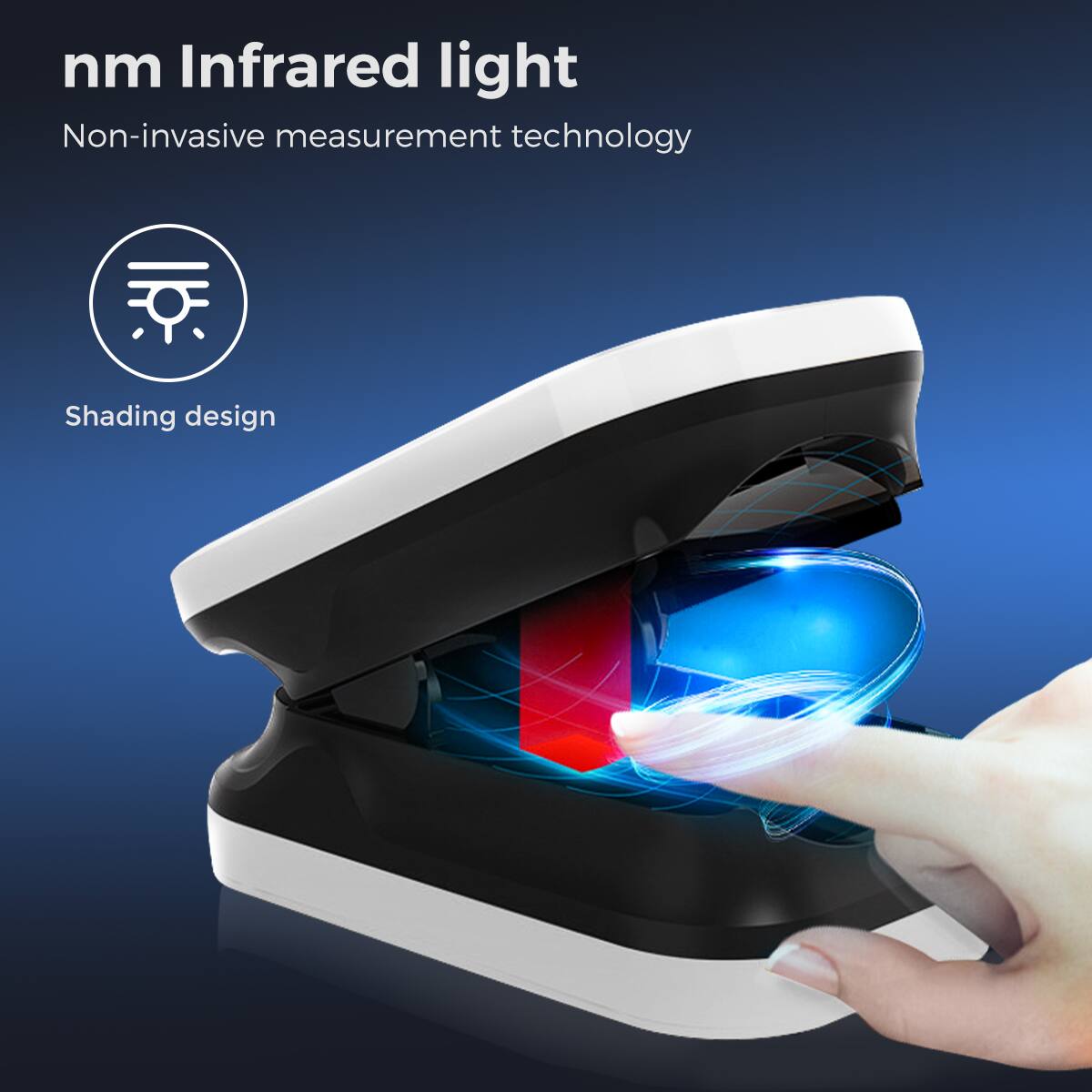 nm Infrared light  
Non-invasive measurement technology  

Shading design