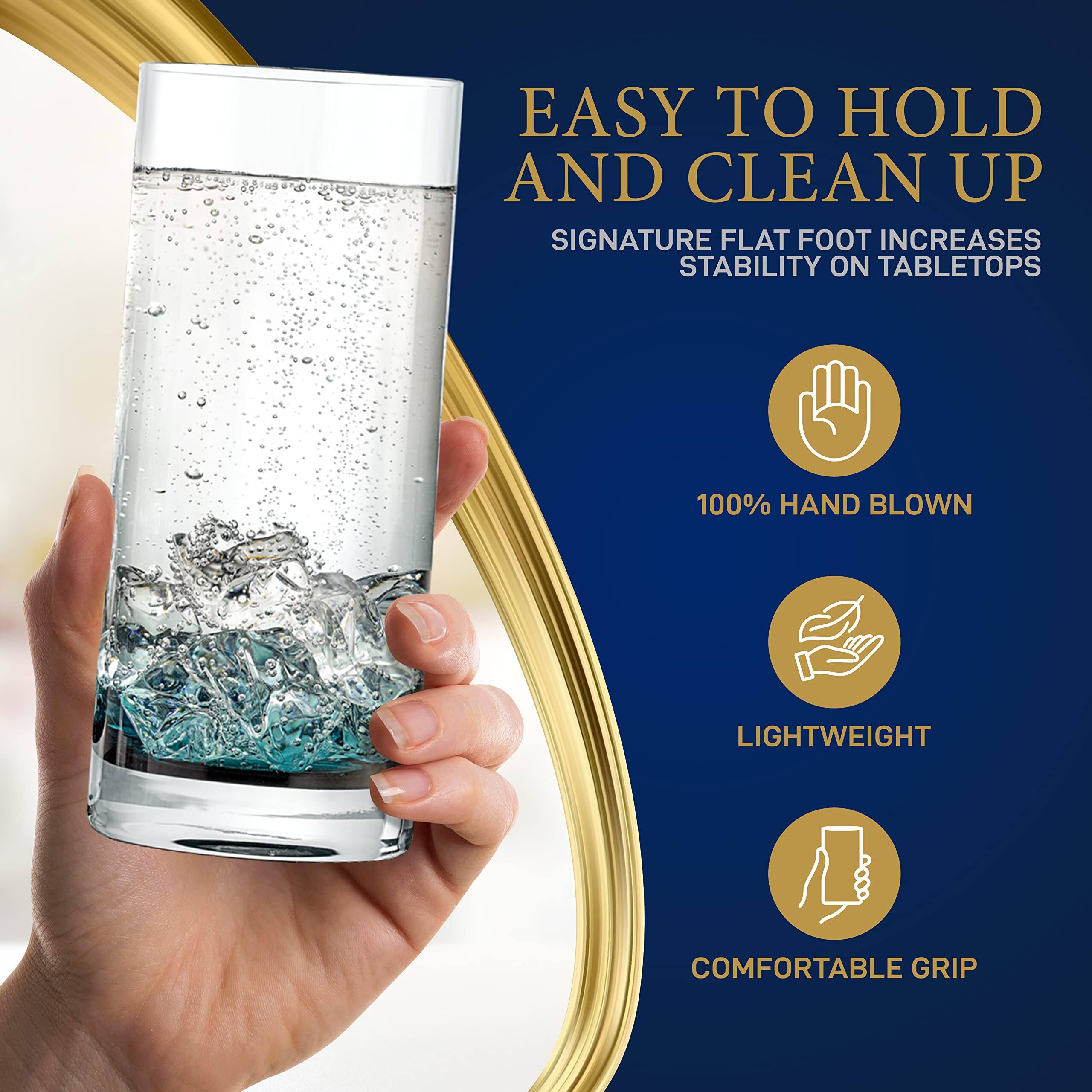 EASY TO HOLD AND CLEAN UP  
SIGNATURE FLAT FOOT INCREASES STABILITY ON TABLETOPS  
100% HAND BLOWN  
LIGHTWEIGHT  
COMFORTABLE GRIP