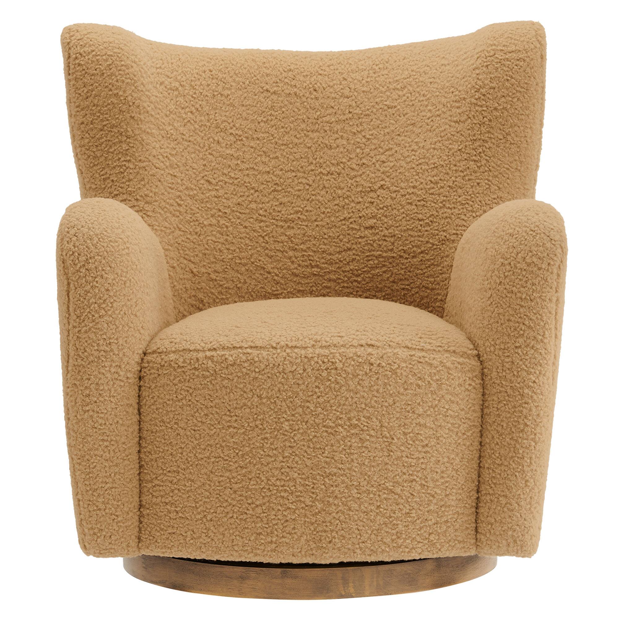 Alt View 4. Modway - Montrose Wingback Sherpa Swivel Accent Chair by Modway - Camel Walnut.