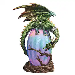 FC Design - 10"H LED Dragon on Lantern Figurine Statue Office/Computer Desk Tabletop Medieval Gaming Home Decor Gift - Multi-Color