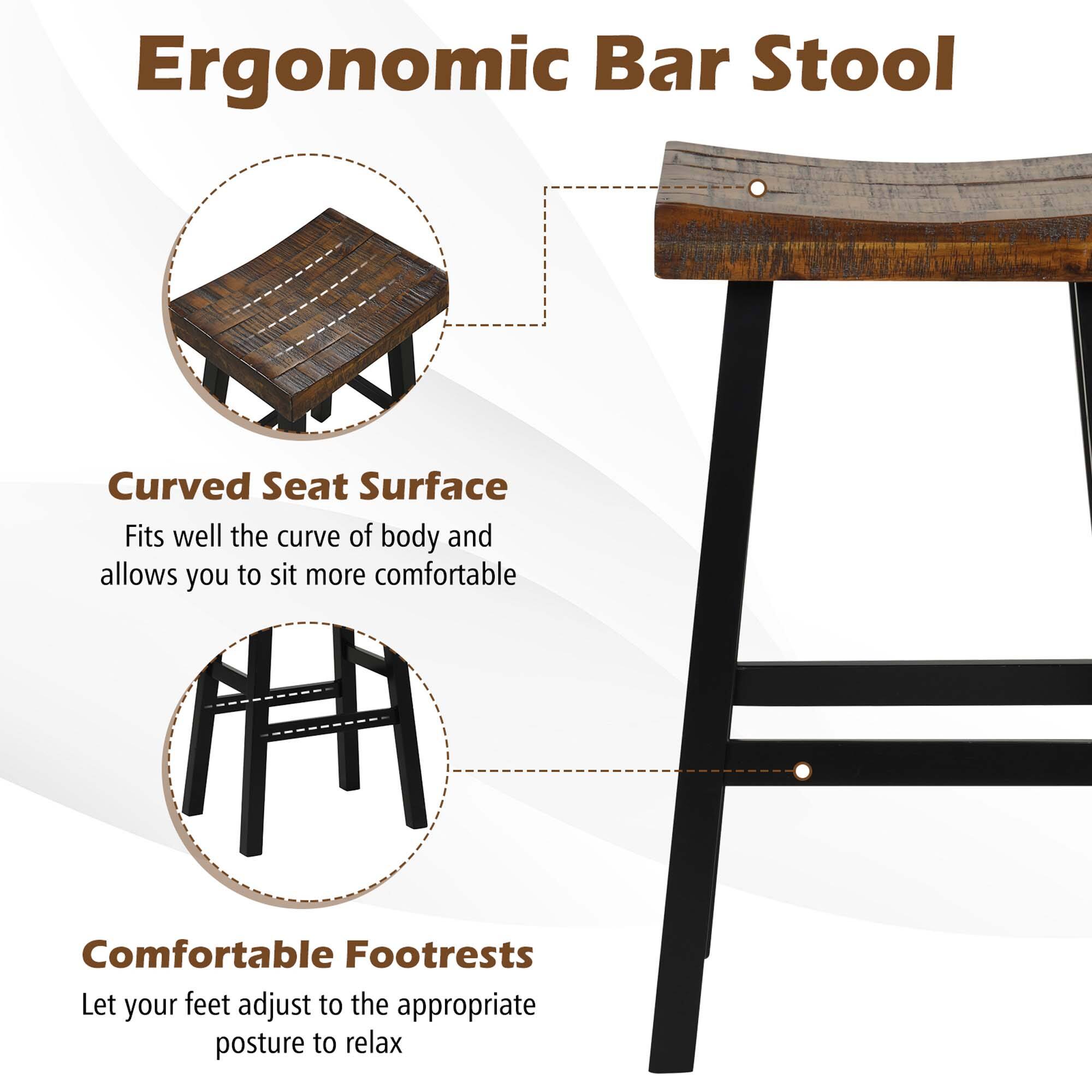 Ergonomic Bar Stool: Curved Seat Surface, Comfortable Footrests.