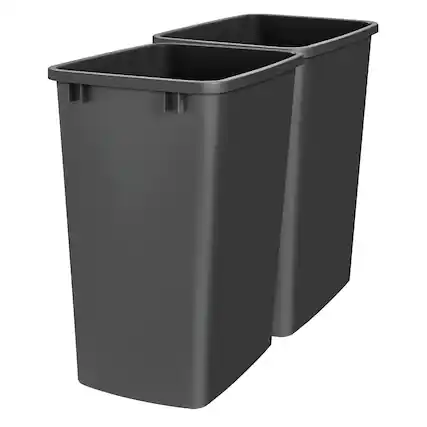 Front. Rev-A-Shelf - Rev-A-Shelf Polymer Replacement 35 qt. Trash Bin, Black, 2 Pack, RV-35-18-2 - Black.