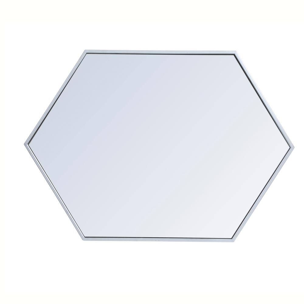 Back. Elegant Decor - Metal frame hexagon mirror 24 inch in silver - Silver.