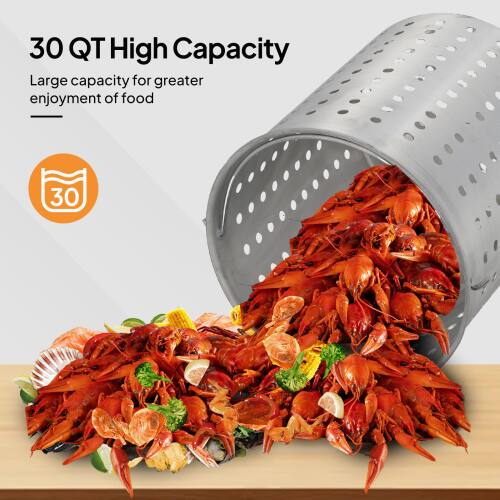 Alt View 3. Winado - 30QT Turkey Deep Fryer Pot with Lid and Strainer Basket Aluminum Seafood Boil Pot for Outdoor Camping Picniic - Sliver.