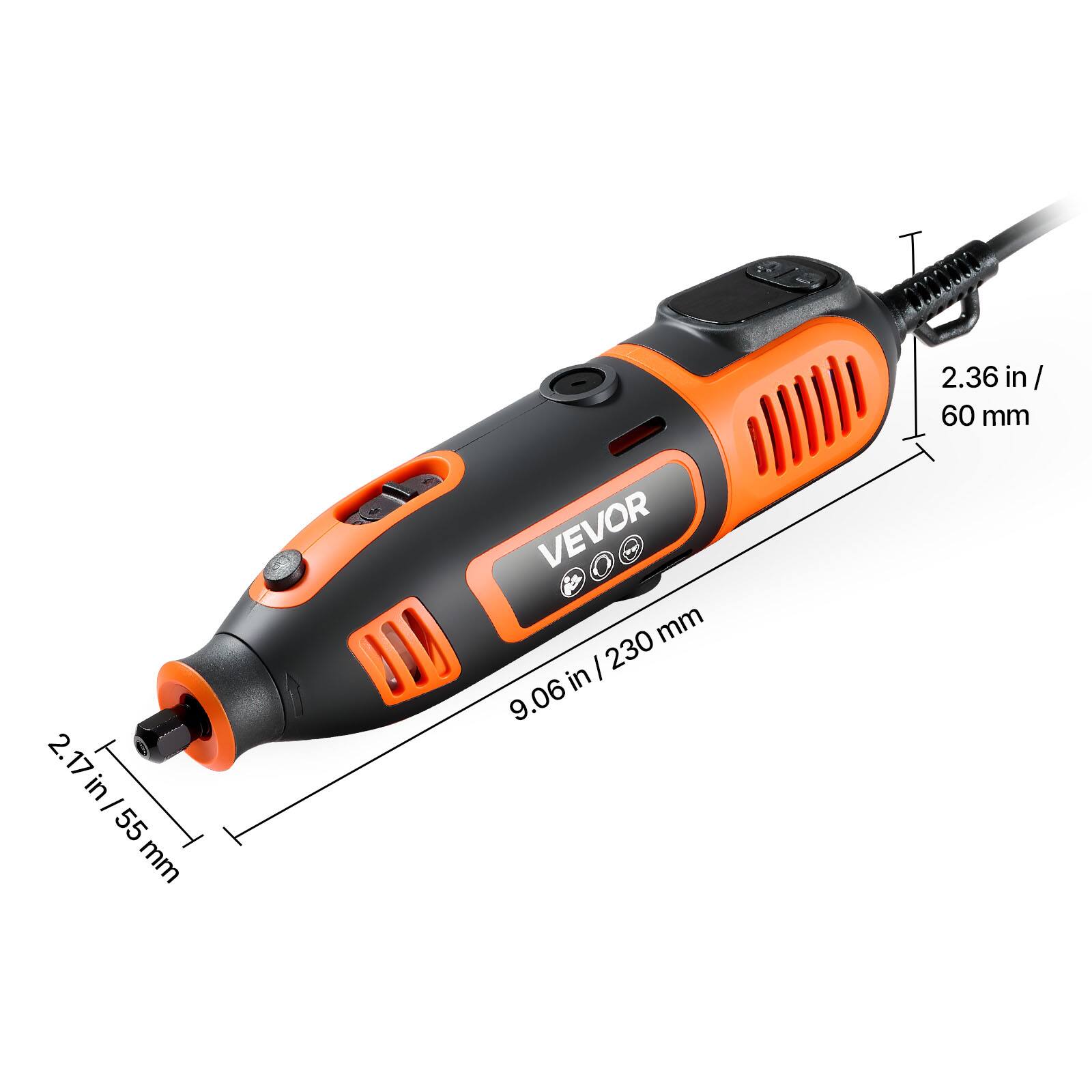 2.36 in / 60 mm  
2.17 in / 55 mm  
9.06 in / 230 mm