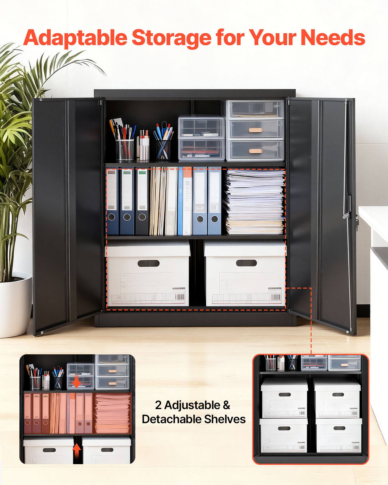 Adaptable Storage for Your Needs

2 Adjustable & Detachable Shelves
