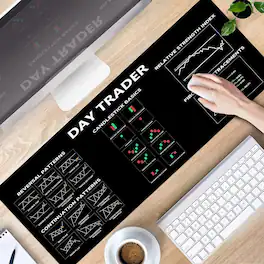 Designfullprint - Candlestick Pattern Mouse Pad – Stock Market & Crypto Reference Desk Mat for Day Traders, Large Gaming Pad QDH - Multicolor