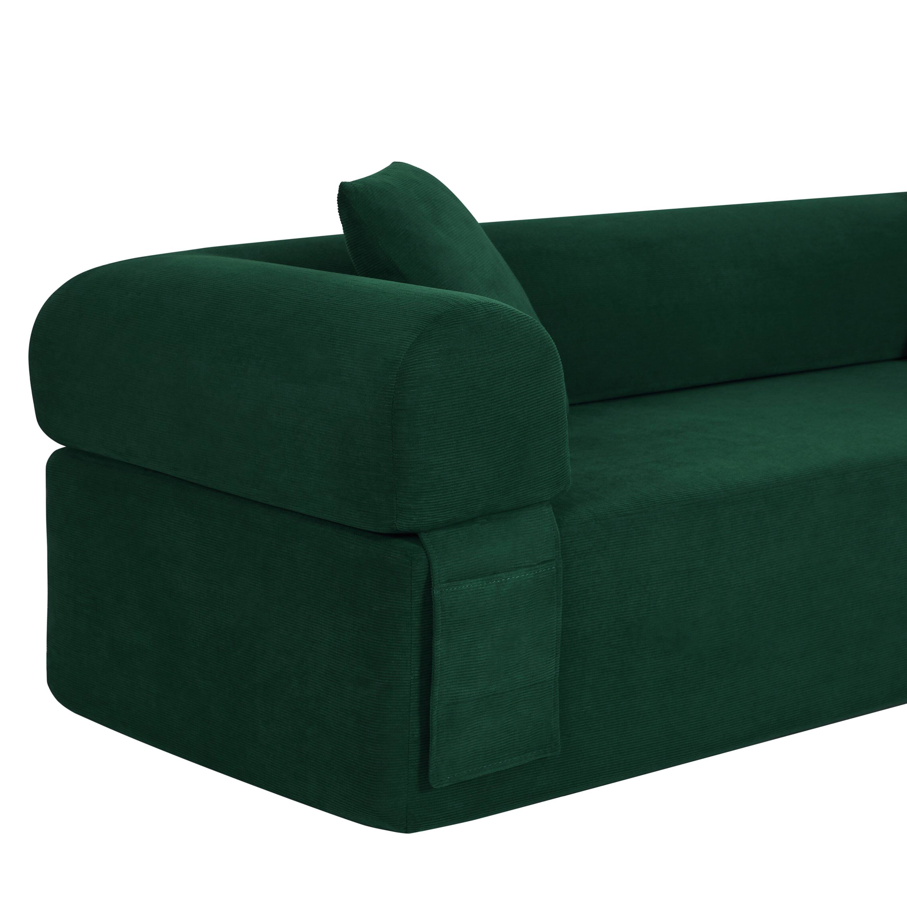 Alt View 2. Loheer - Loheer 3 Seater Boneless Couch Modern Frameless Sofa No Assembly Apartment Couch 83 Inch - Green.