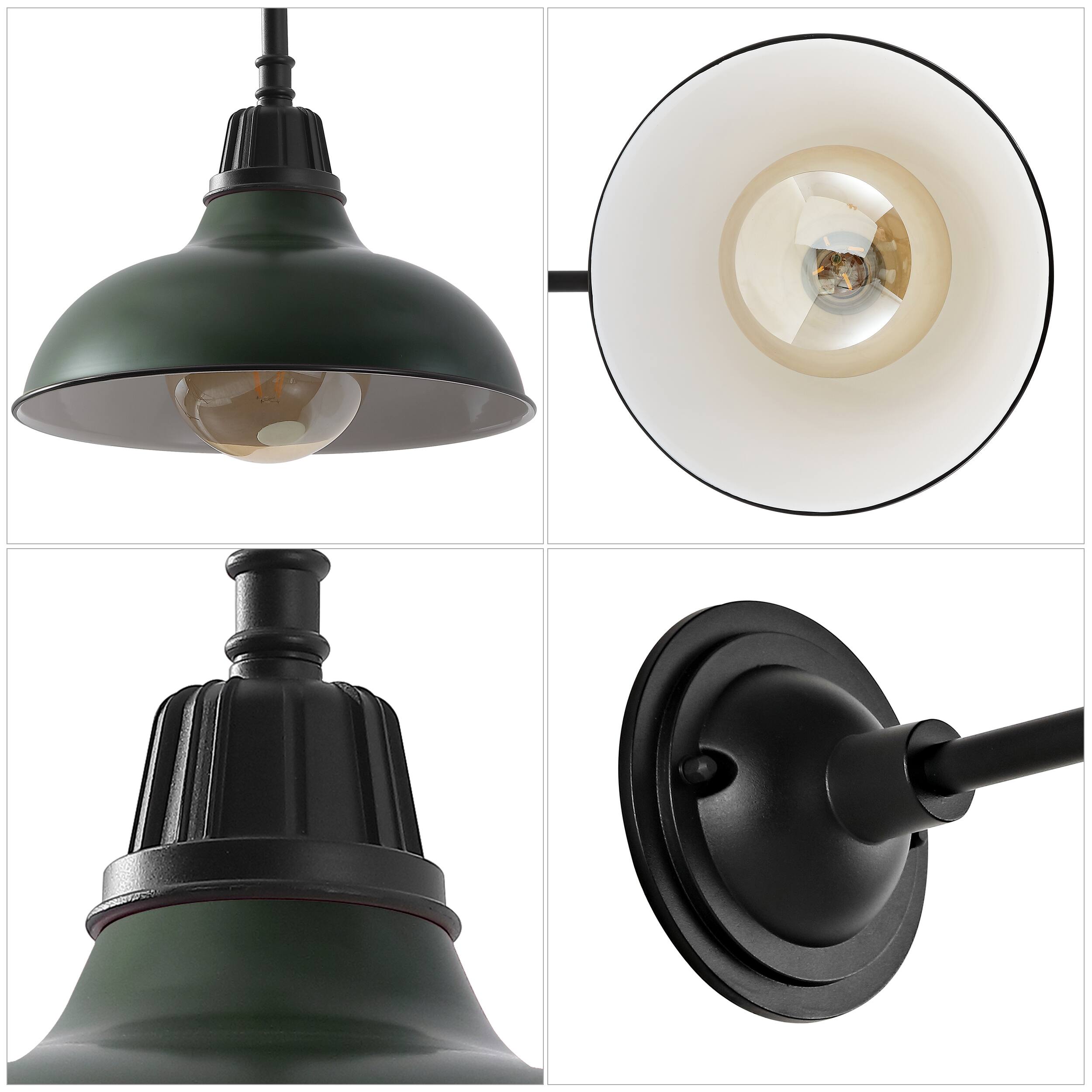 Alt View 4. Jonathan Y - Aurora 12.25" 1-Light Farmhouse Industrial Indoor/Outdoor Metal LED Gooseneck Arm Outdoor Sconce, Kombu Green - Kombu Green.