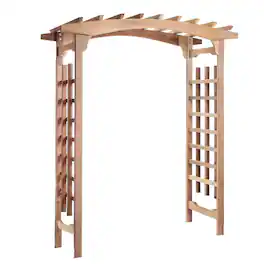 All Things Cedar - 6-Foot Pagoda Arbor Garden Arch Trellis for Climbing Plants - Brown