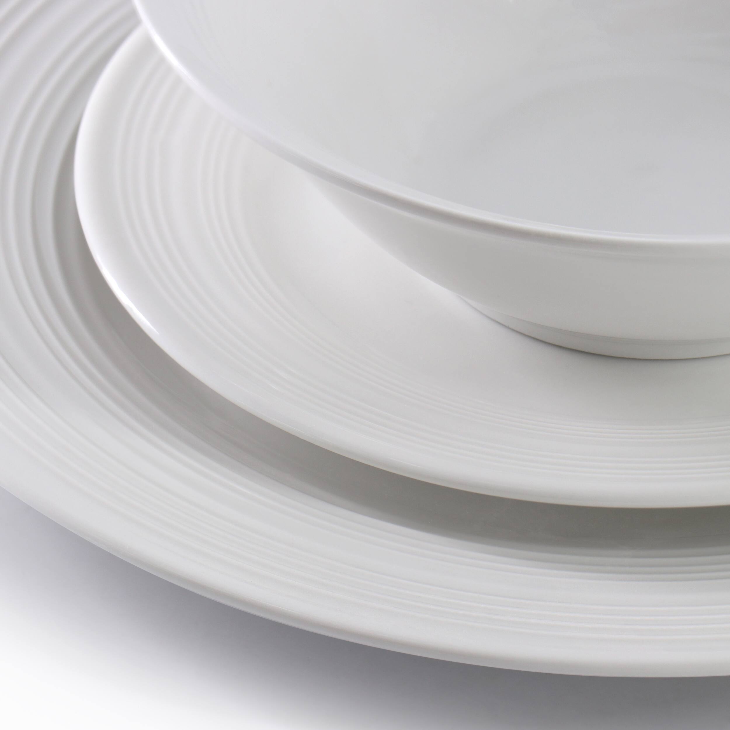 Alt View 3. Gibson - Gibson Home Everyday Embossed 12 Piece Round Ceramic Dinnerware Set in White - White.