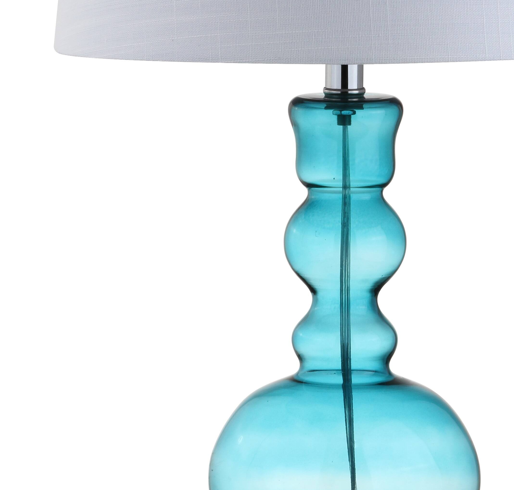 Alt View 6. Jonathan Y - Genie 28.5" Glass LED Table Lamp, Aqua (Set of 2) - Aqua.