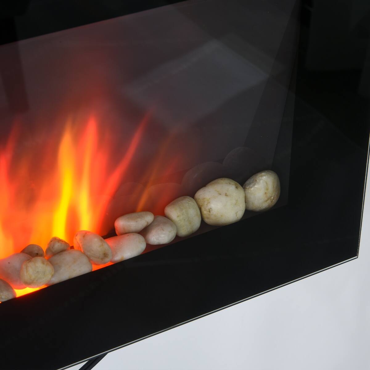Alt View 4. Loheer - Loheer 28.5 inch wall mounted electric fireplace 1500W Heater Black - Black.