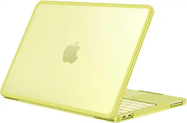 Front. Fintie - Shockproof Case for MacBook Neo 13 Inch A3404 2026, Fingerprint Resistant, TPU Bumper, Hard Back Shell, Matte Cover - Citrus.