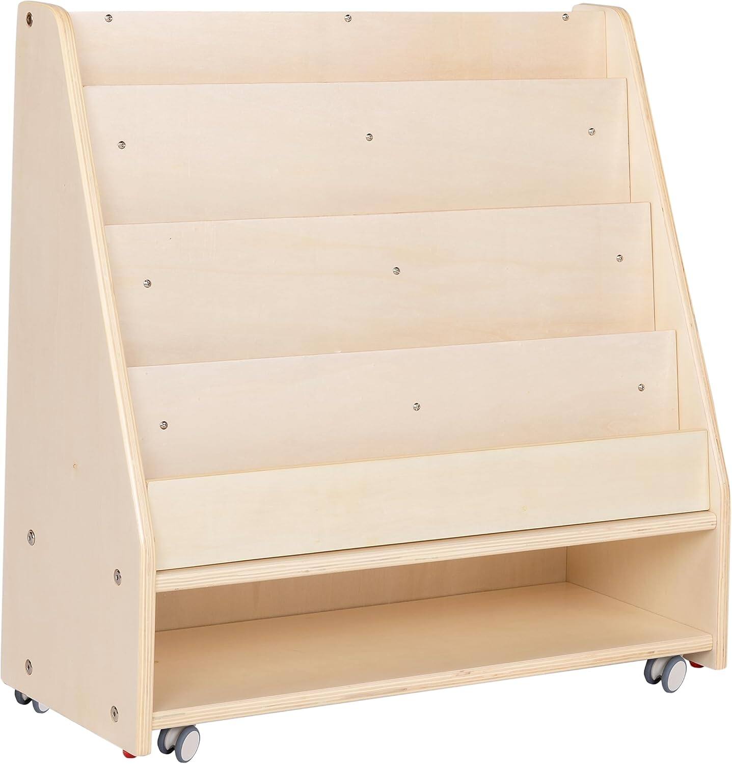 Front. Children's Factory - Mobile 4-Shelf Book Display with Storage - RTA - Wooden.
