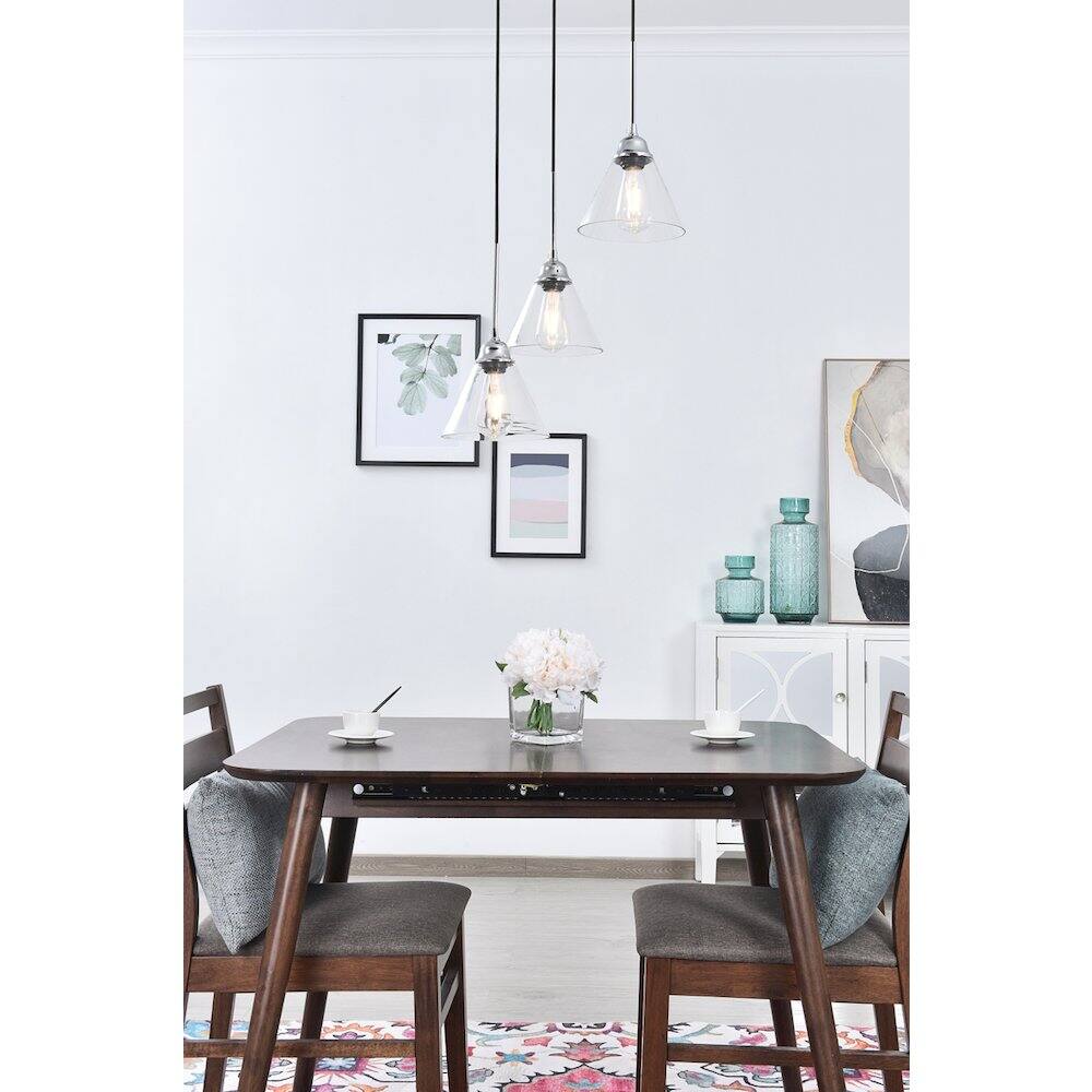 Alt View 10. Living District - Histoire 3 Light Chrome Pendant - Chrome And Clear.
