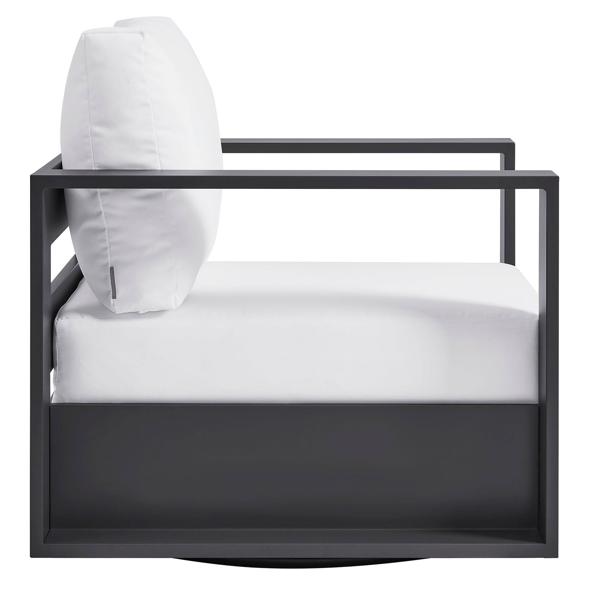 Alt View 2. Modway - Tahoe Outdoor Powder-Coated Aluminum Swivel Armchair by Modway - Gray White.