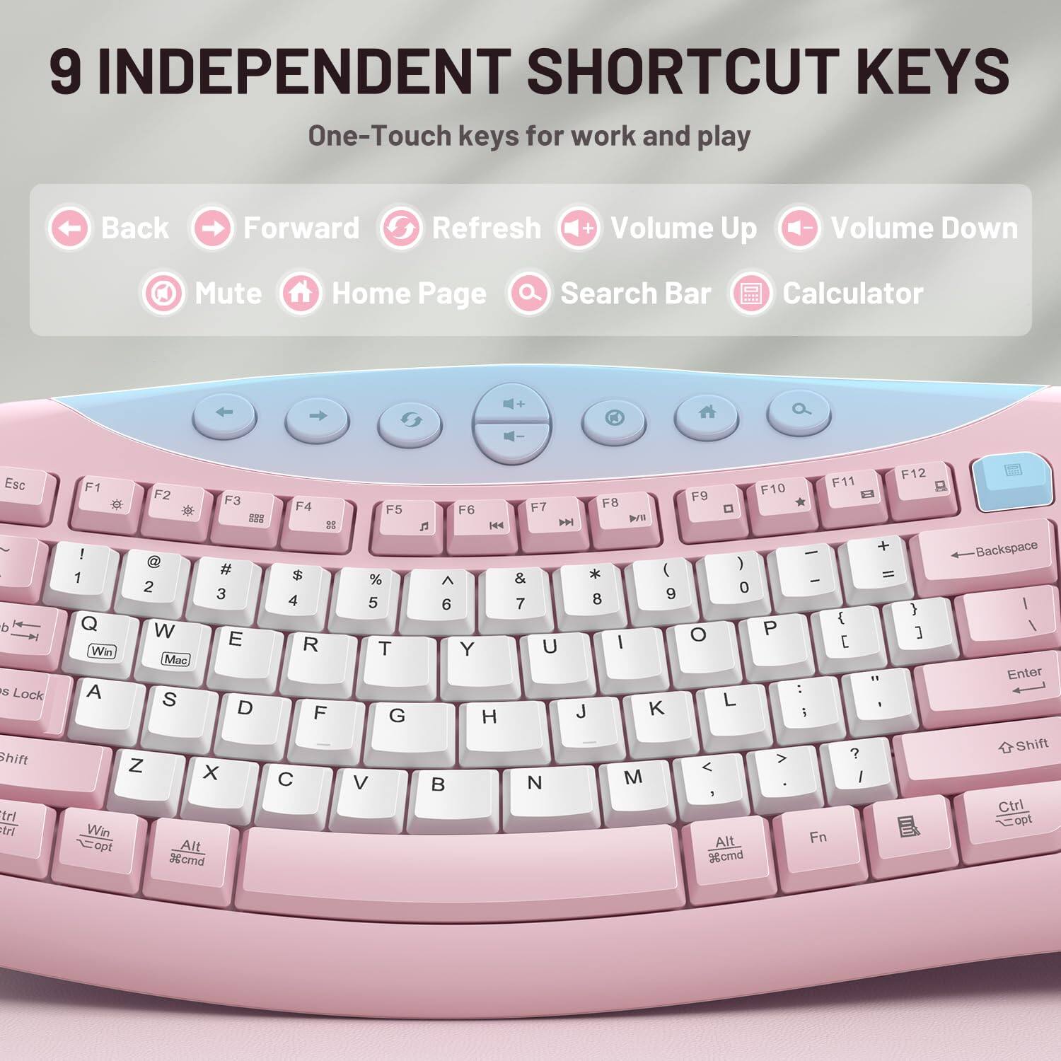 Bundle HESVAP Silent Ergonomic Wireless Keyboard and Mouse Combo, Full ...