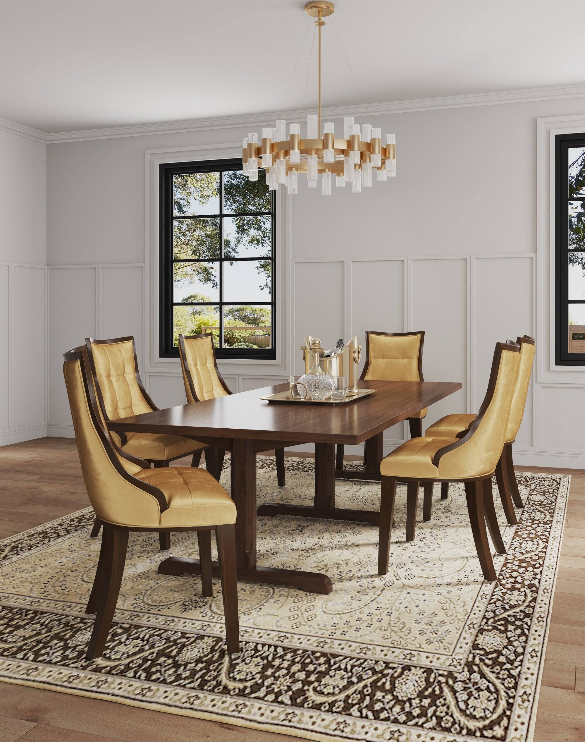 Angle. Manhattan Comfort - Fifth Avenue Traditional Wood Upholstered Dining Chair - Set of 2 - Antique Gold.