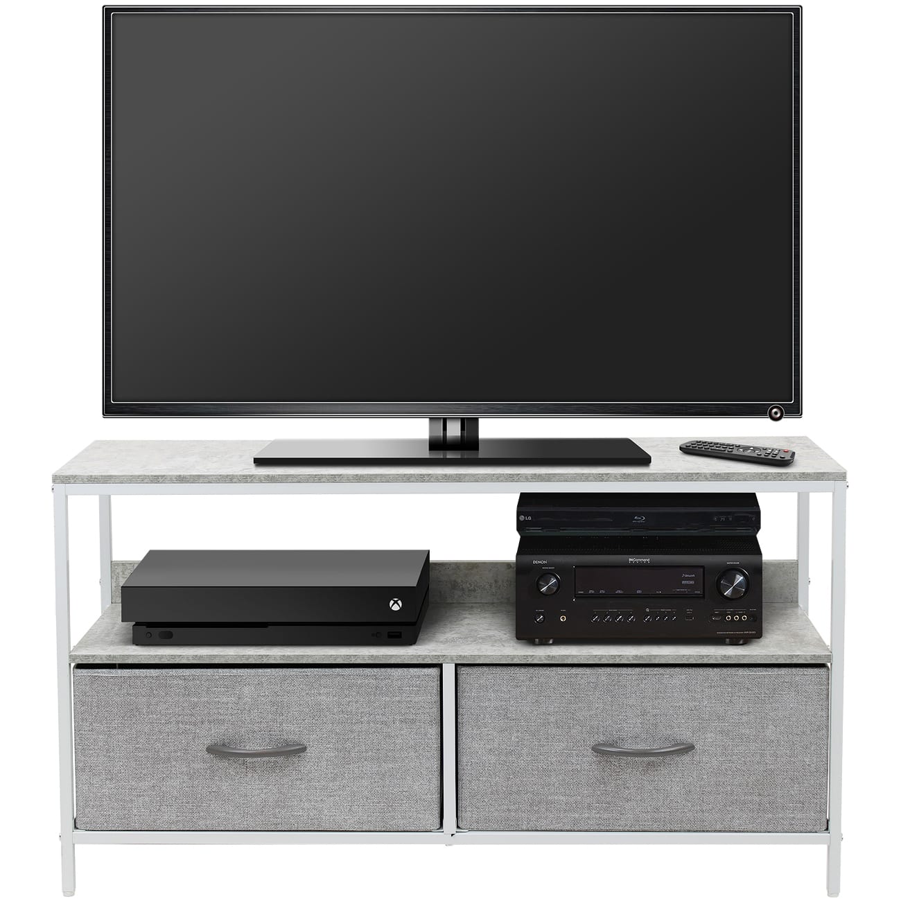 Sorbus - TV Stand with 2 Drawers – Fits Most Flat-Screen TVs – Modern Media Console with Gaming Console Storage - Gray