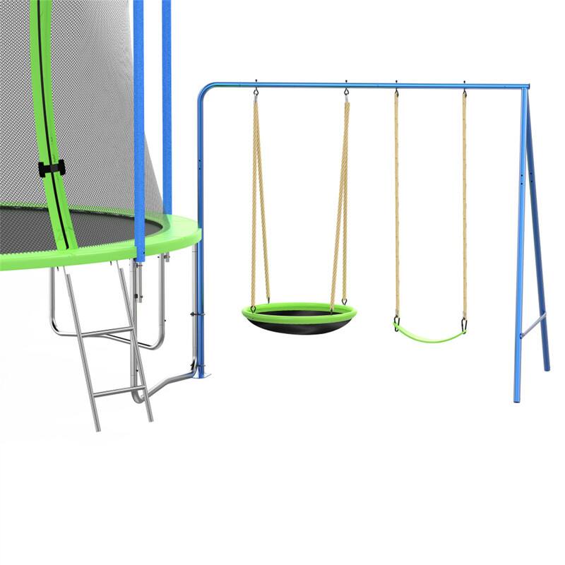 Alt View 4. HTUTWOO - Trampoline 14FT with Slide and Swings -Trampoline w/Basketball Hoop, Ladder,Net,Mat,Spring Cover Padding for Adults Kids - Green.
