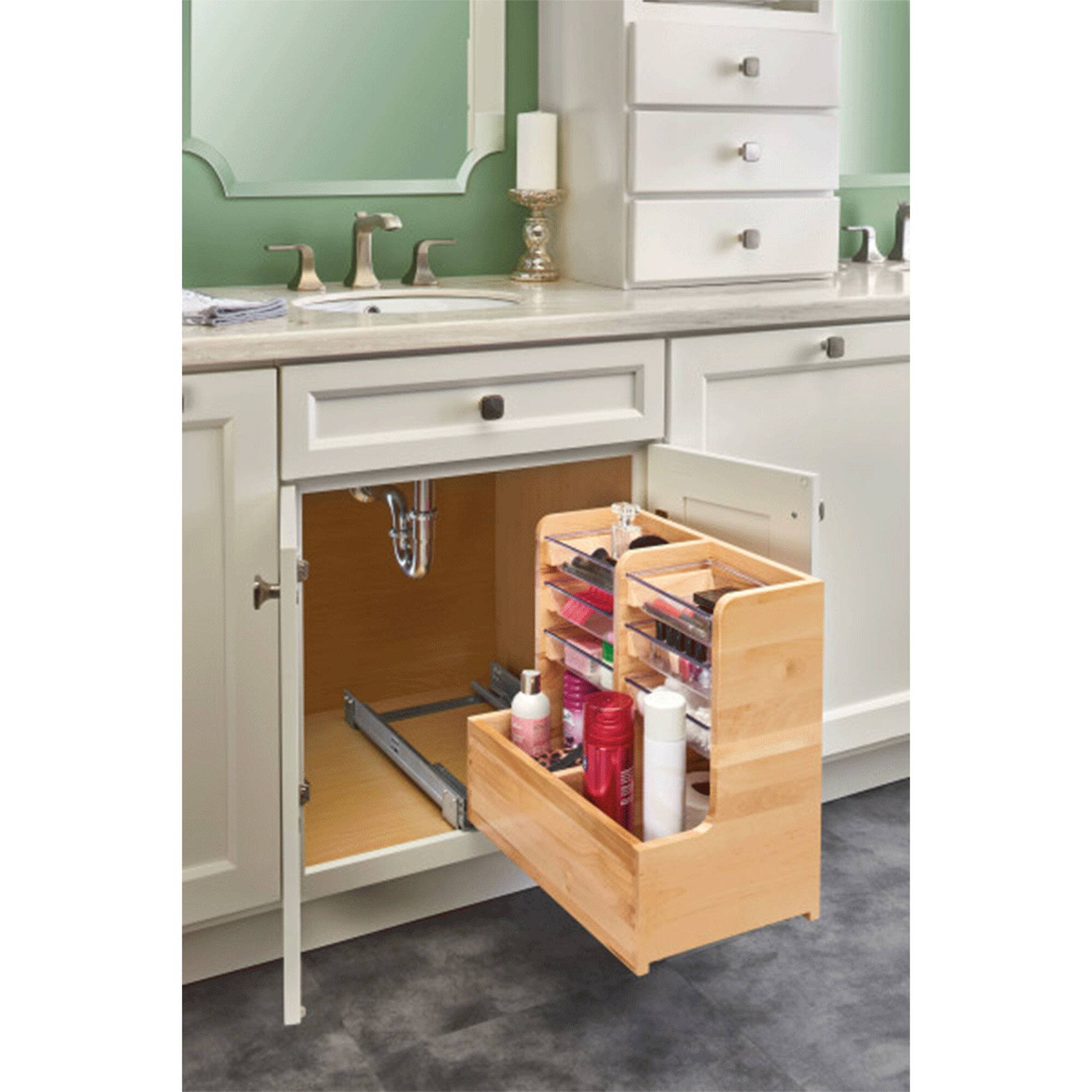Alt View 1. Rev-A-Shelf - Rev-A-Shelf 24" Wood Vanity Base Cabinet Organizer w/ Soft-close, 441-12VSBSC-1 - Light Brown.