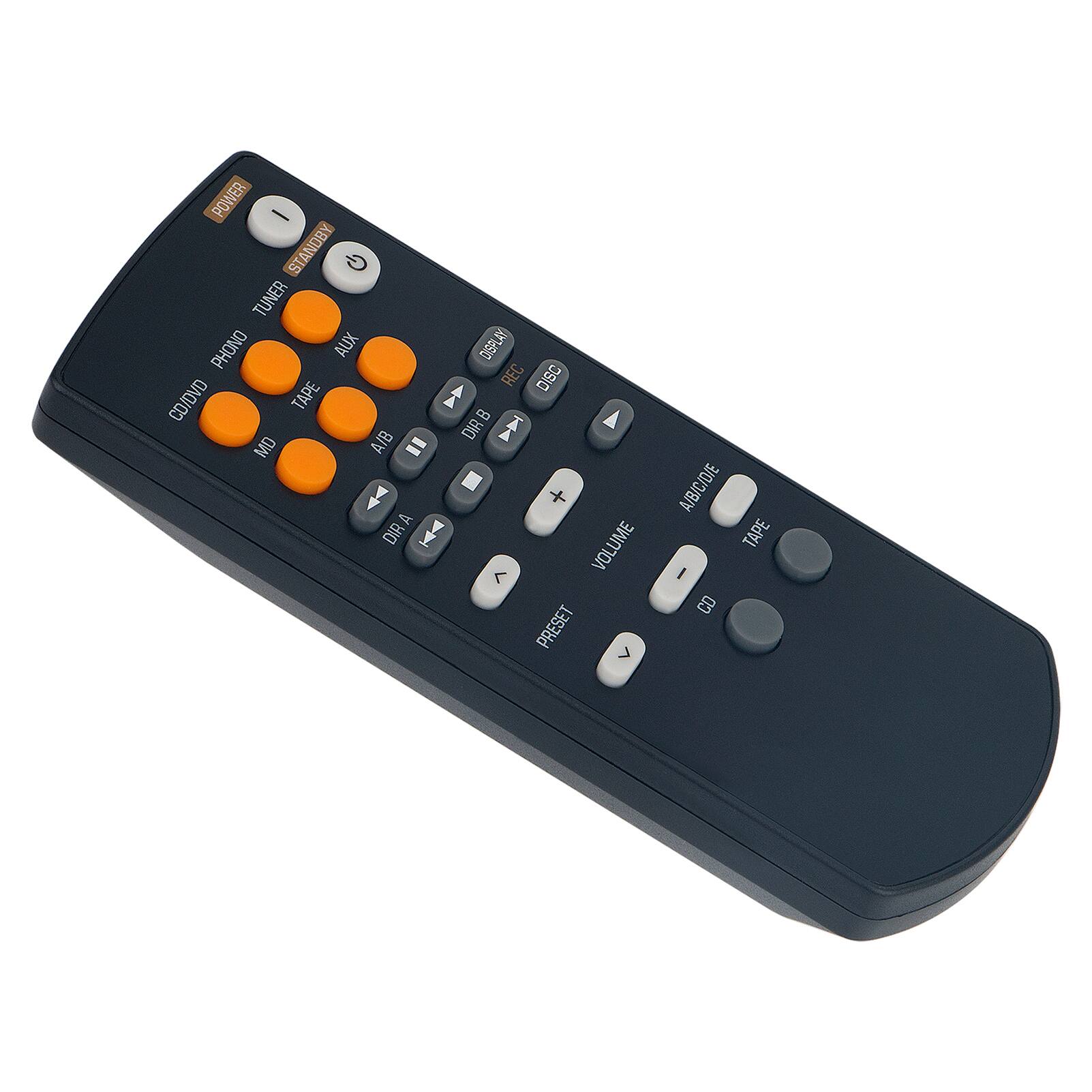 POWER  
STANDBY  
TUNER  
PHONO  
AUX  
DISPLAY  
REC  
DISC  
CO/DVD  
TAPE  
B  
A/B  
DIRB  
MO  
V +  
A  
DIRA  
I  
VOLUME  
< PRESET >  
A/B/C/D  
TAPE  
I  
CO