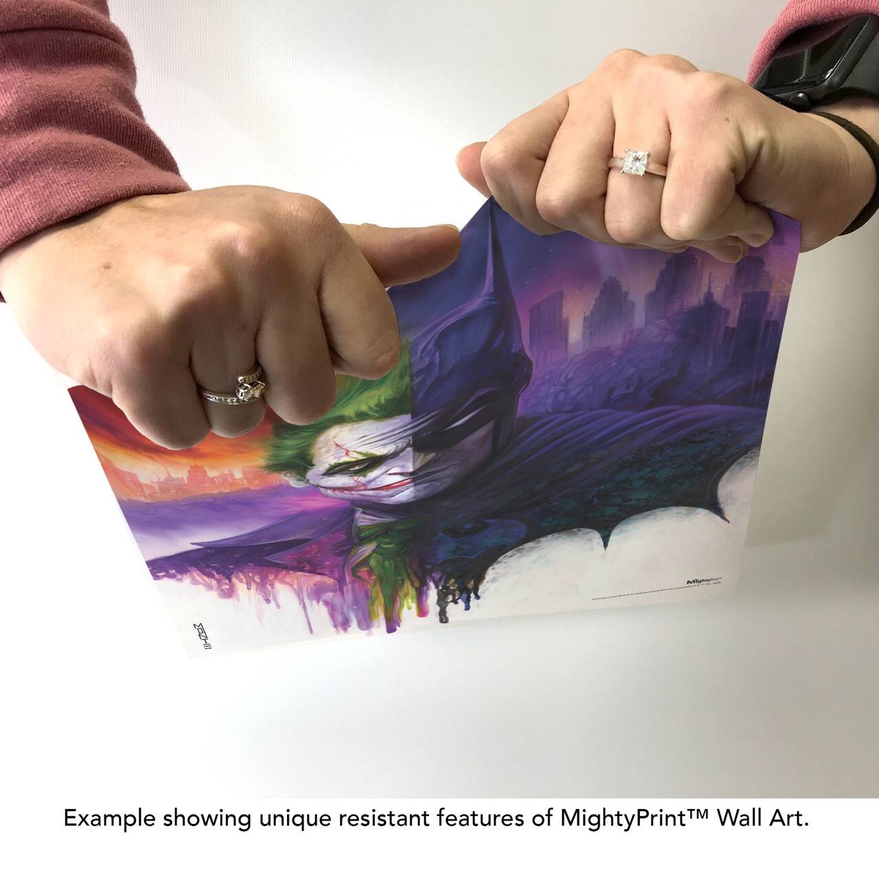 Example showing unique resistant features of MightyPrint™ Wall Art.
