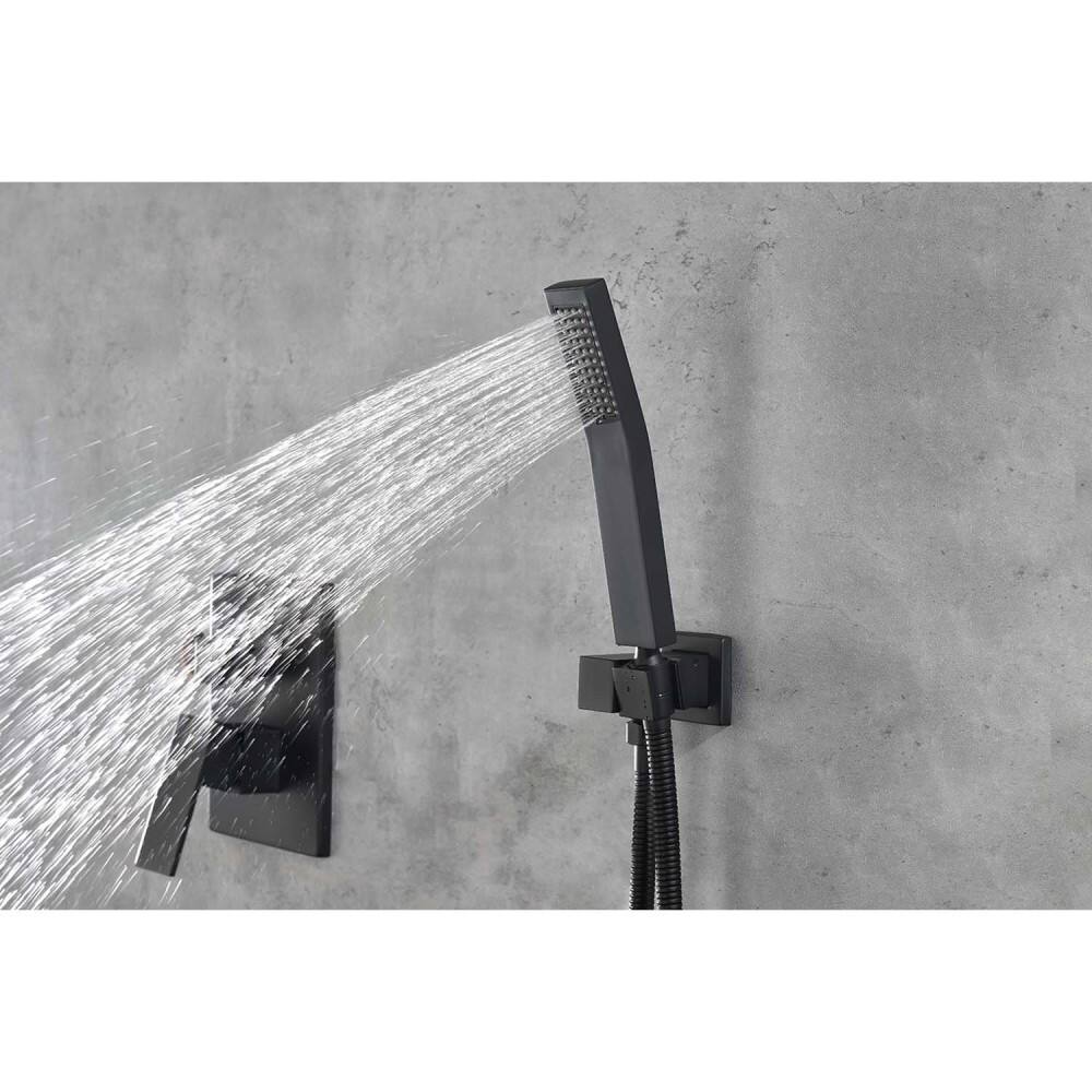 Alt View 2. JUJABU - 12" Rain Shower Head Systems Wall Mounted Shower Matte Black - Matte Black.