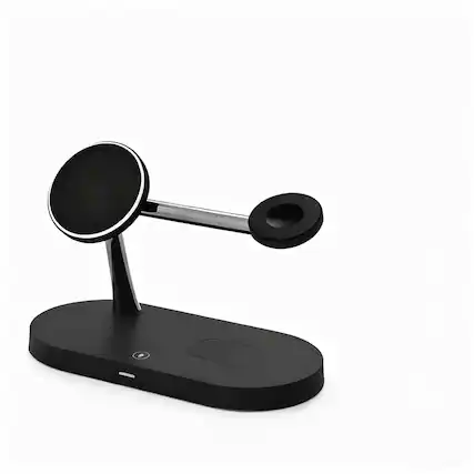 Front. RISOKEYS - 5-in-1 Magnetic Wireless Fast Charging Stand - Compatible with MagSafe Charger for iPhone 15, Apple Watch, and AirPods - White.