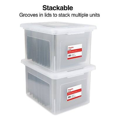 Stackable  
Grooves in lids to stack multiple units  

Staples  
Staples ME