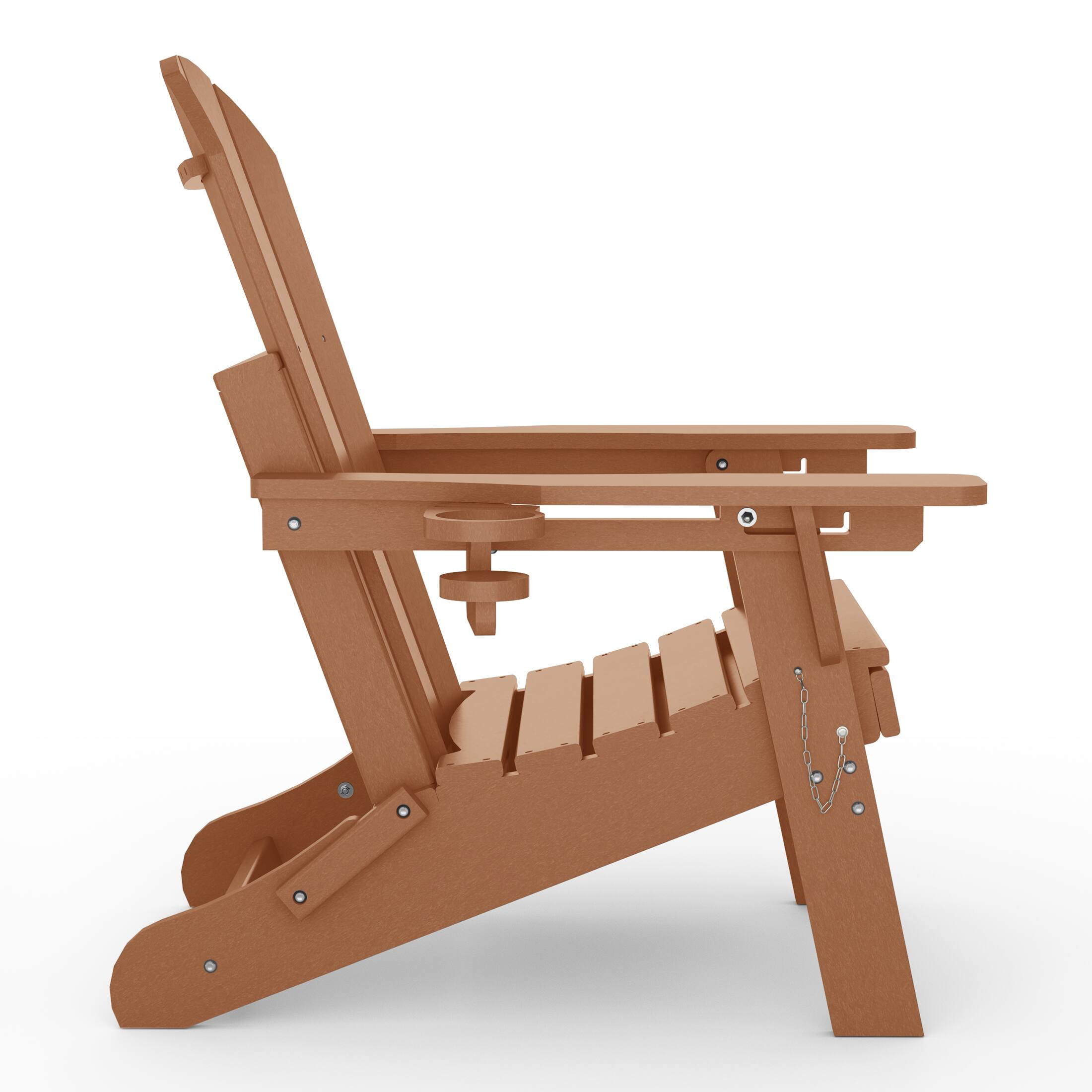 Alt View 1. WestinTrends - WestinTrends Malibu 3-Piece Outdoor Folding Adjustable Adirondack Chair with Cup Holder & Side Table - Teak.