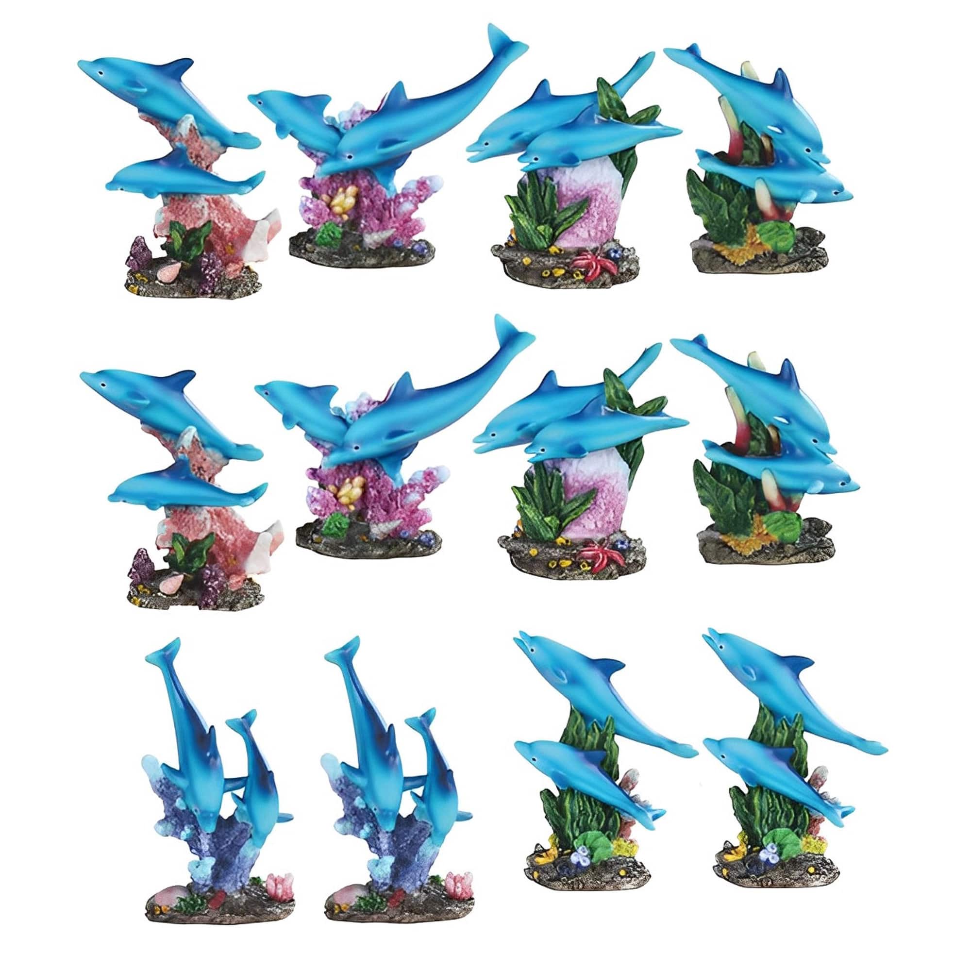 FC Design - 12-PC Dolphin in Different Poses 3.75"H Mini Dolphin Figurine Statue Office Desk Tabletop Home Decor Gift - Multi-Color
