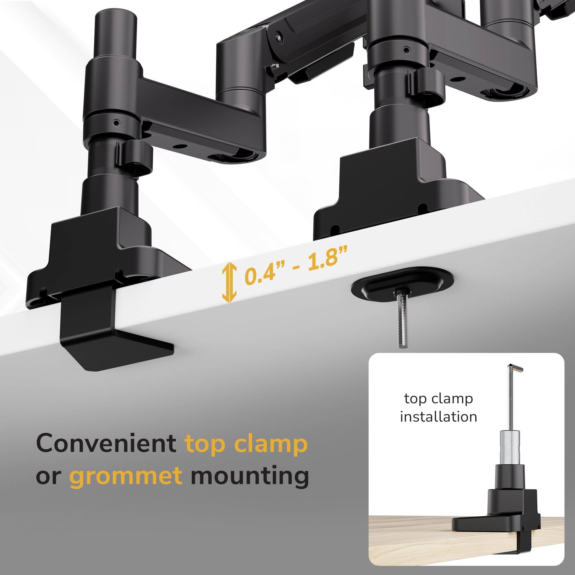 0.4" - 1.8"  
Convenient top clamp or grommet mounting  
top clamp installation