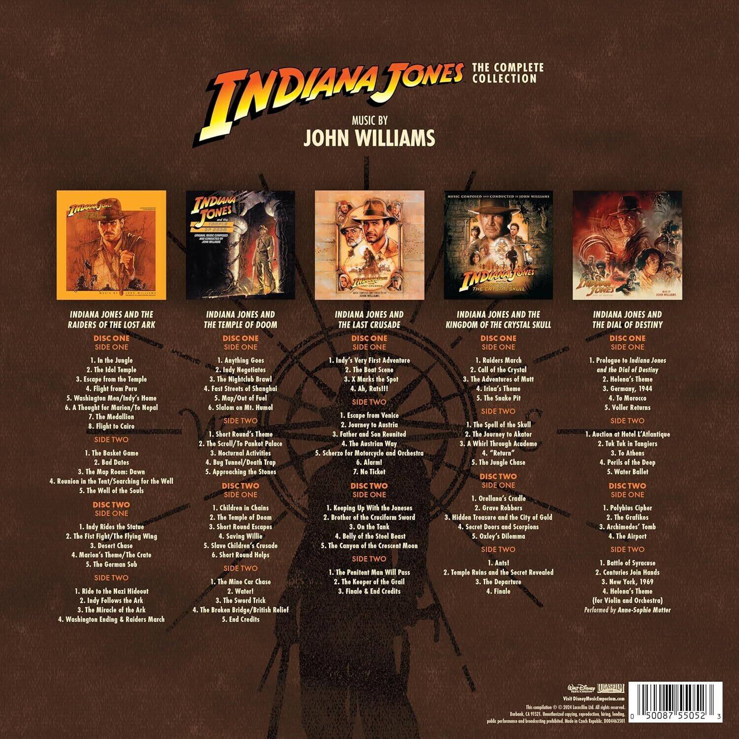 **The Complete Indiana Jones Collection**  
Music by John Williams  

---

**Disc One**  
1. Indiana Jones and the Raiders of the Lost Ark  
   - Side One  
     1. In the Jungle  
     2. The Adventures of Indy  
     3. Escape from the Temple  
     4. The Adventures of Indy  
     5. Washington Men's Club  
     6. A. A. Marley's Home  
     7. The Basket Game  
     8. The Basket Game  
     9. The Basket Game  
     10. The Basket Game  
     11. The Basket Game  
     12. The Basket Game  
     13. The Basket Game  
     14. The Basket Game  
     15. The Basket Game  
     16. The Basket Game  
     17. The Basket Game  
     18. The Basket Game  
     19. The Basket Game  
     20. The Basket Game  
     21. The Basket Game  
     22. The Basket Game  
     23. The Basket Game  
     24. The Basket Game  
     25