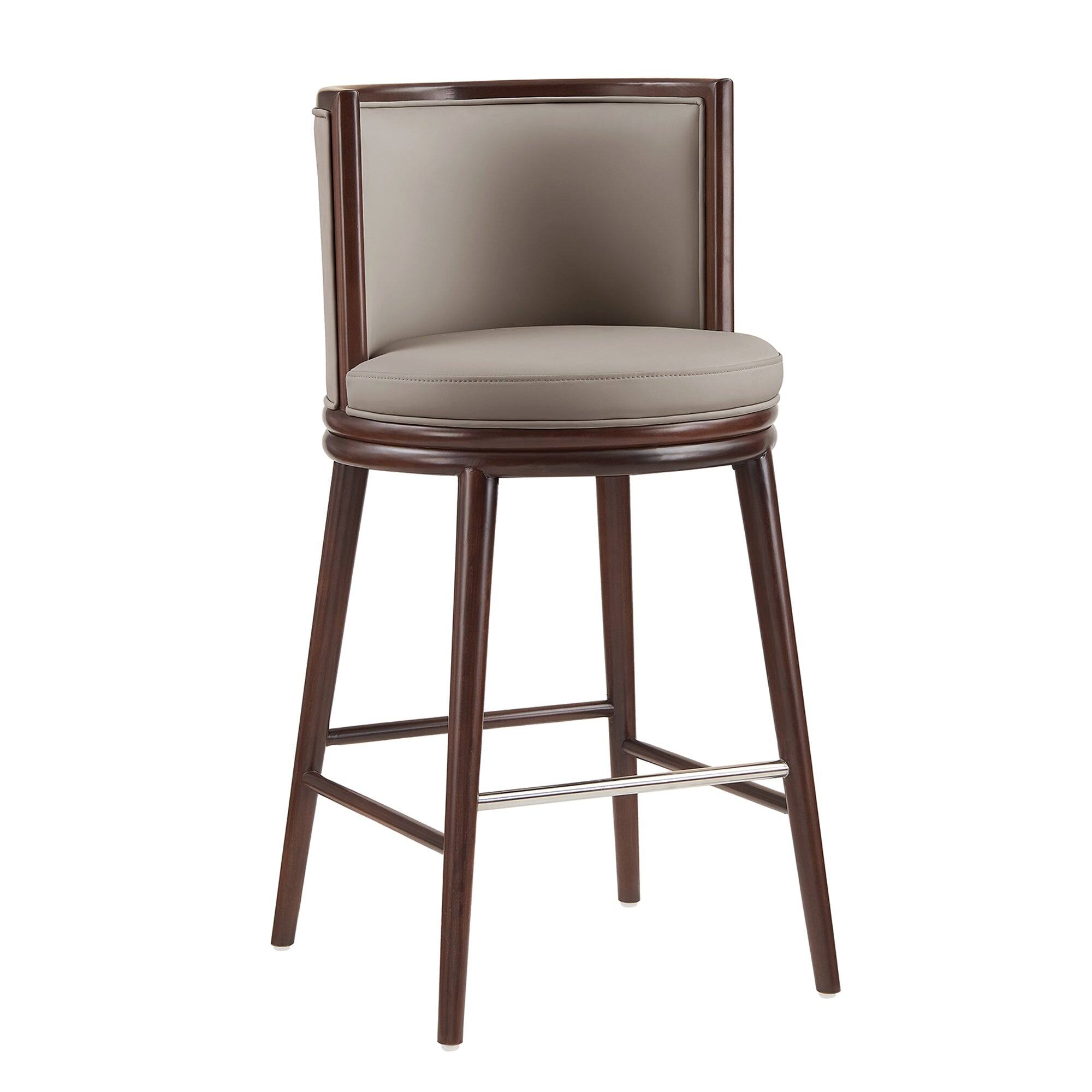 Alt View 2. Manhattan Comfort - Evalyn Modern Wood Upholstered Barstool - Set of 3 - Taupe.