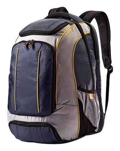 Front Standard. Samsonite - Compact Backpack - Gray/Citrus Yellow.