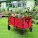 Alt View 1. Costway - Folding Collapsible Wagon Utility Camping Cart W/Wheels & Adjustable Handle Red - Red.