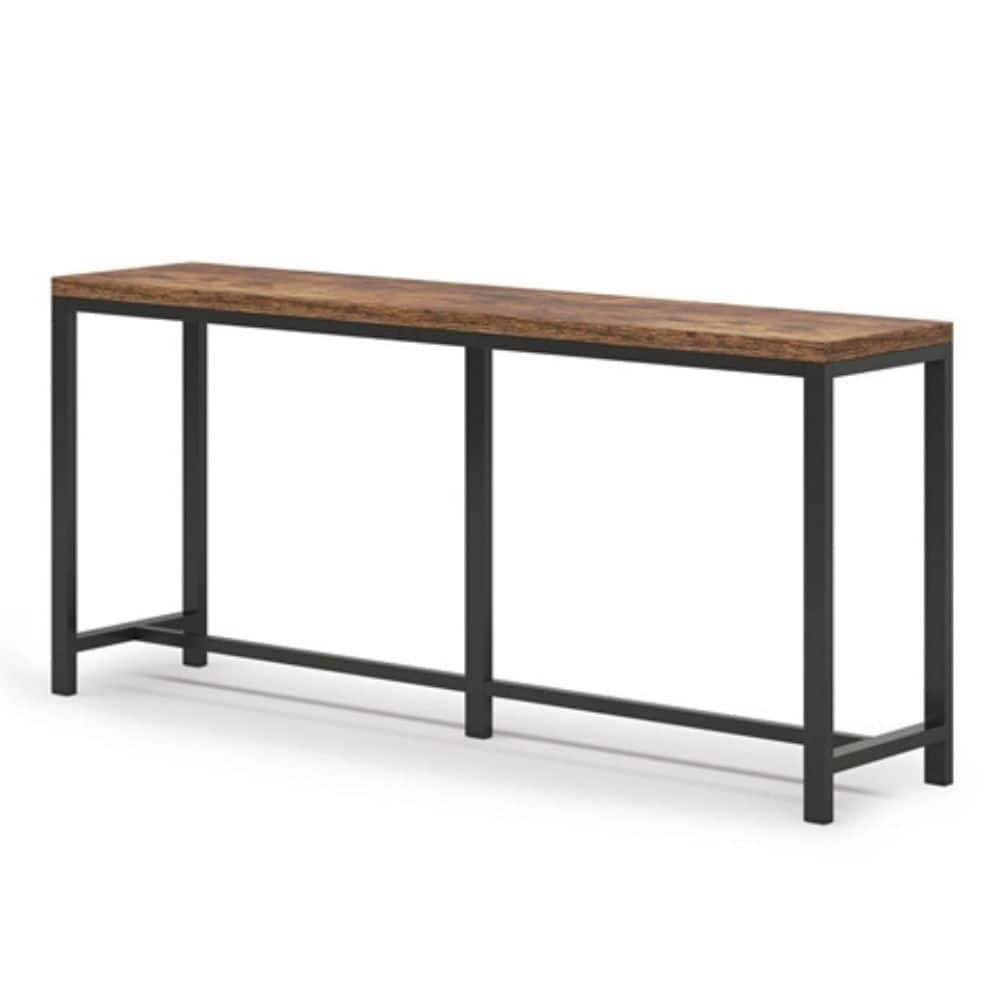 Hivvago - 70-inch Long Narrow Hallway Sofa Table with Wood Top and Metal Frame - Black
