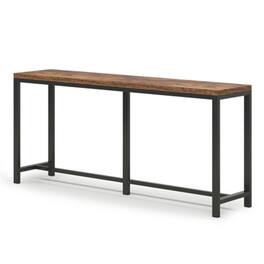 Hivvago - 70-inch Long Narrow Hallway Sofa Table with Wood Top and Metal Frame - Black