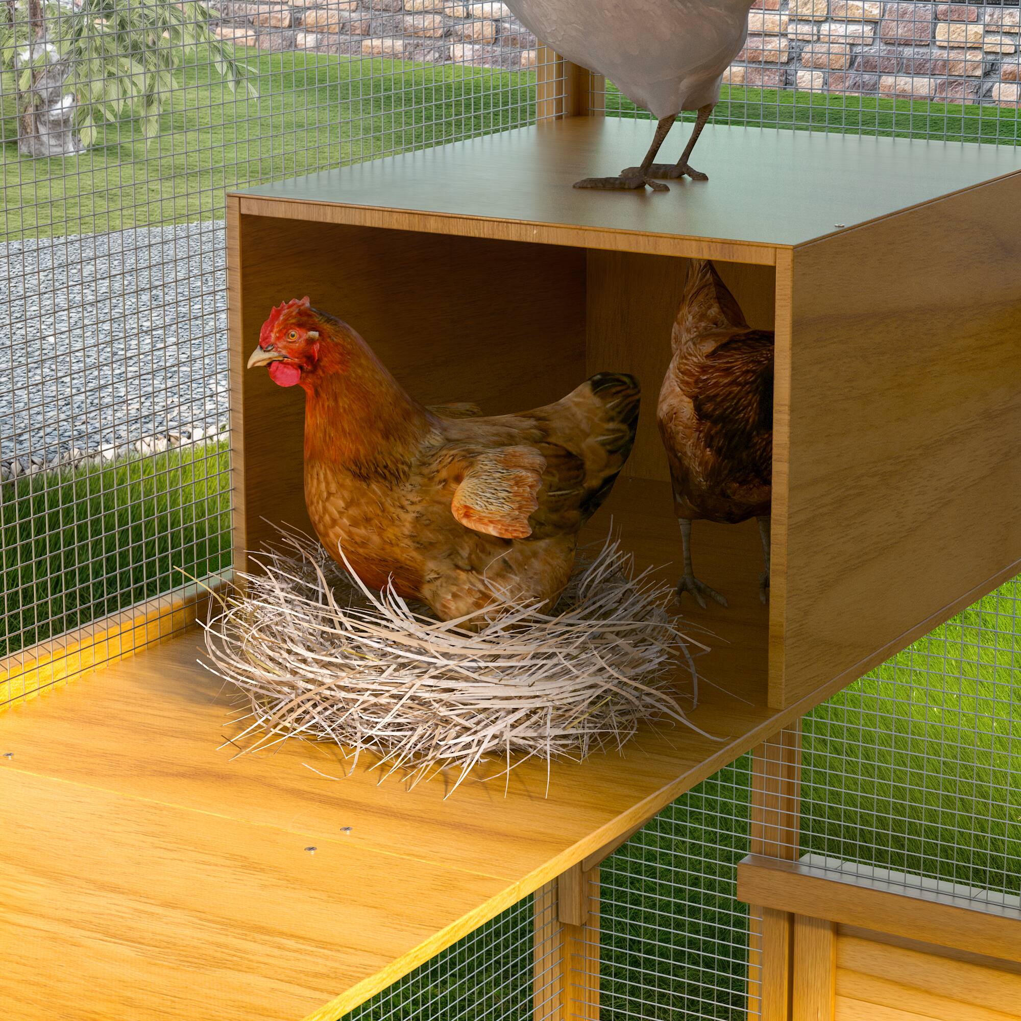 Alt View 7. FUFU & GAGA - Wooden Outdoor Animal Pen for Chickens, Rabbits, Ducks - Multi-Level Habitat with Weatherproof Roof & Triple Access.