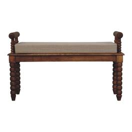 Artisan Furniture - Solid Wood Amber Oak Mud Linen Bench - Brown