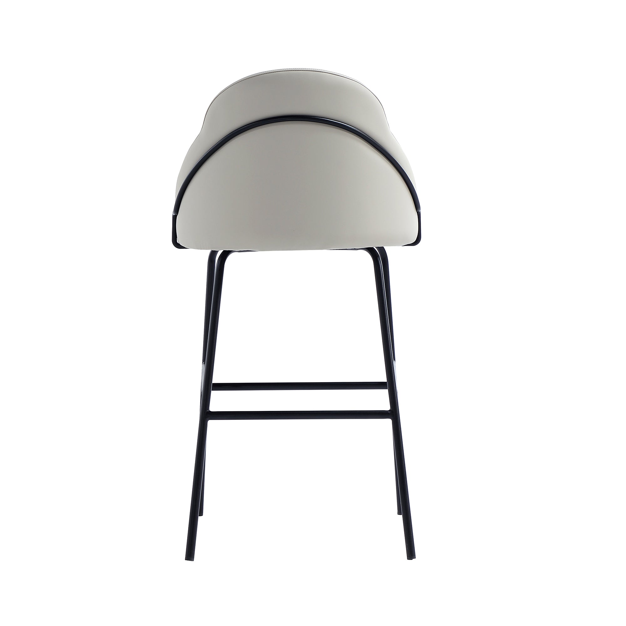 Alt View 4. Manhattan Comfort - Gracie Modern Metal Upholstered Barstool - Stone Gray and Black.