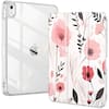 Front. DTTO - Case for iPad (A16)/10th Gen (2025/2022), clear hard back, soft TPU frame, slim trifold stand, auto wake/sleep - Art Flowers.