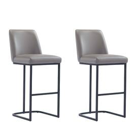 Manhattan Comfort - Serena Modern Metal Upholstered Barstool - Set of 2 - Taupe