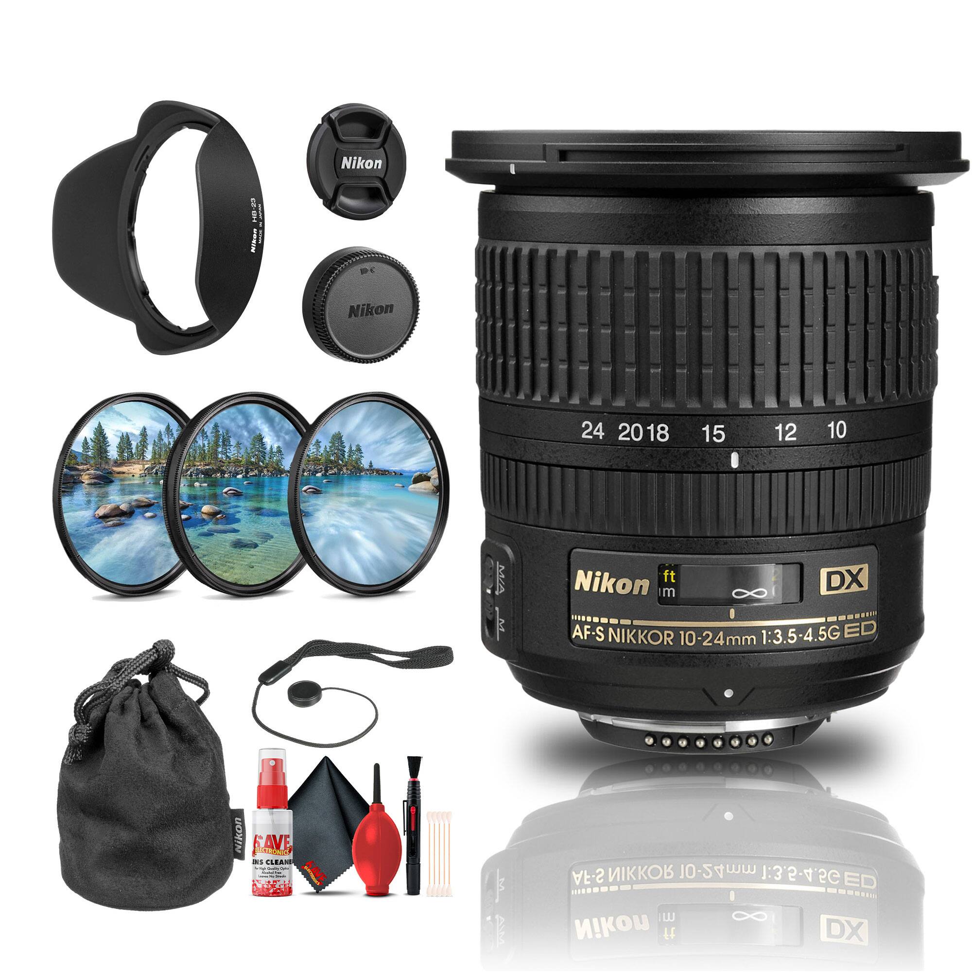 Nikon - AF-S DX NIKKOR 10-24mm f/3.5-4.5G ED Lens (2181) + Filter Kit + Cap Keeper - Bundle - Black