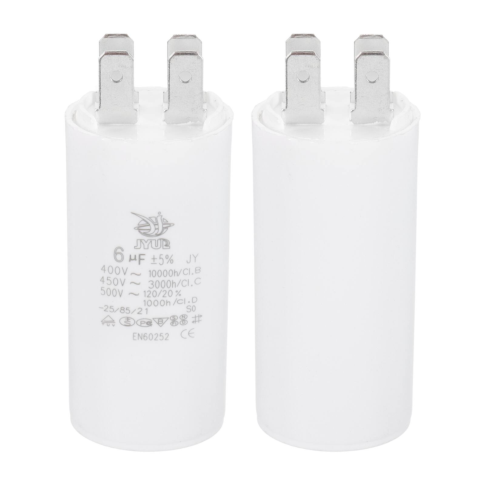 6 µF ±5% JY  
400V ~ 10000h/CI.B  
450V ~ 3000h/CI.C  
500V ~ 120/20% 1000h/CI.D  
-25/85/21 SO  
EN60252 CE